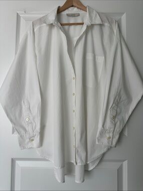 LOFT Oversized White Button-Down Shirt